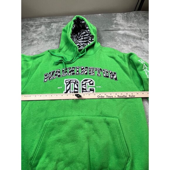 Green Washington DC Mens Large Hoodie With Zebra Print Lining By DC - Picture 4 of 13